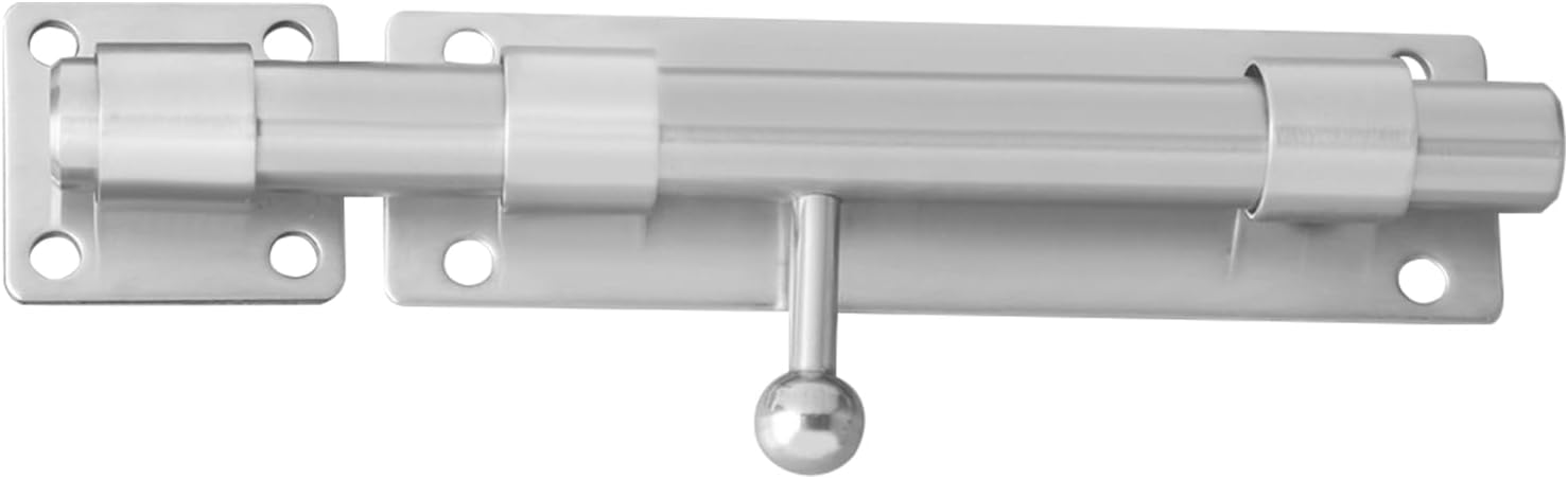 Alise 8 inch Barrel Bolt Latch,Slide Bolt Latch,Heavy Duty Solid SUS304 Stainless Steel Slide Lock for Wooden Fence,Barn Door,Interior or Outdoor Door Brushed Nickel MS9000-LS