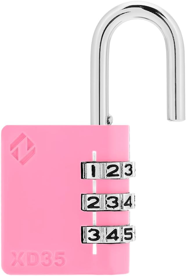 ZarkerXD35 Combination Lock, 3-Digit Padlock for School, Gym, Sports Locker Lock, Fence, Toolbox, Case, Outdoor, Hasp Storage (1-Pack, Pink)