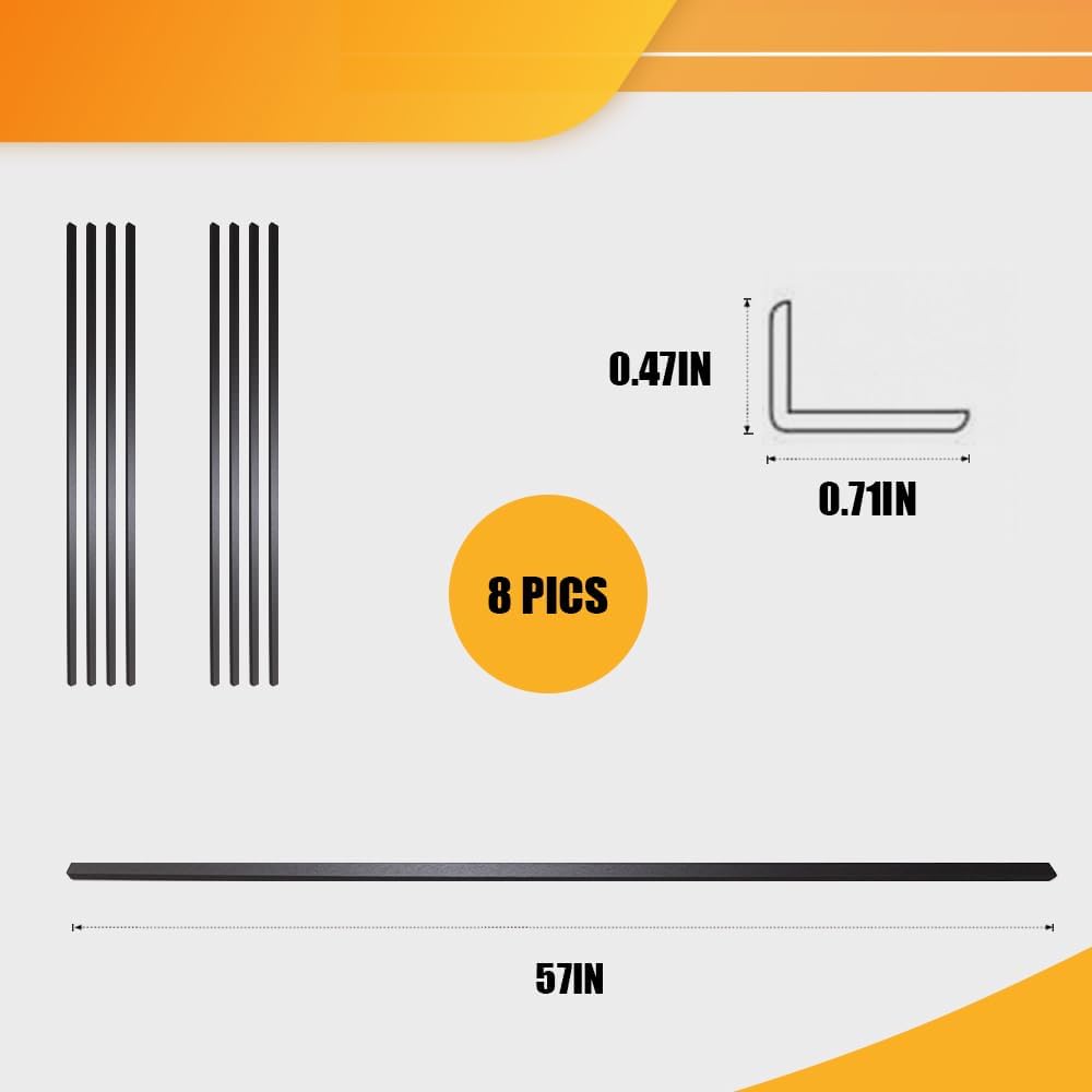 OUZUGIE 8-Pack 57 Inches, WPC Slat Wall Panel Trim,Corner Guard for Low Grille (Metallic Dark Gray)