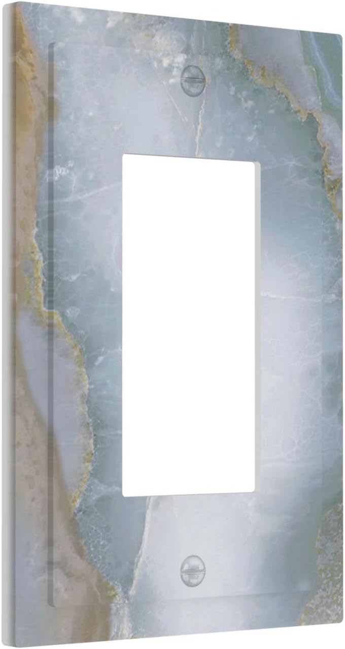 Decorative Outlet Covers Colored Art Marble Golden Line 1 Gang Single Rocker Light Switch Cover Plate Wall Plates Gfci Faceplate For Bathroom Kitchen Decor