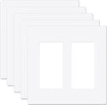 EMITEVER 2-Gang Screwless Decorator Wall Plate Cover for Receptacle Outlet & Light Switch, Standard Size 4.53"H x 4.53"W, Unbreakable Thermoplastic Faceplate, UL Listed, Matte White 5-Pack