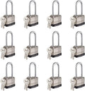 40mm Keyed Alike Nickel Plated Laminated Steel Padlock, 1-9/16" Wide Body 2-inch Long Shackle Padlocks with Keys Pack of 12