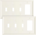 2-Pack Combo Decorator/Tripple Toggle Light Switch Cover Plate, Light Almond Modern Decorative Electrical Outlet Covers, Bamboo Fiber Wall Switch Plates and Outlet Covers