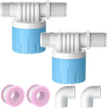 2 Pack 1/2 Float Valve for Water Tank,Aquapulse Water Float Automatic Water Level Control Aqua Pluse Trough Blue Plastic Float Valve Switch for Pool,Pond,Livestock(side inner)