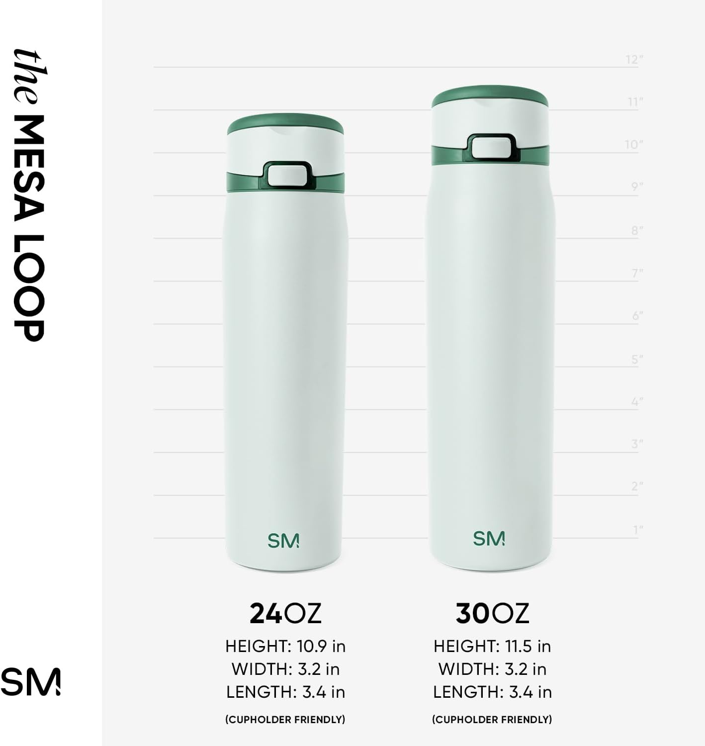 Simple Modern Mesa Loop Water Bottle with Covered Straw and Handle | 24oz Cup Holder Friendly Insulated Stainless Steel Bottles for Travel, Sports and School | Agave