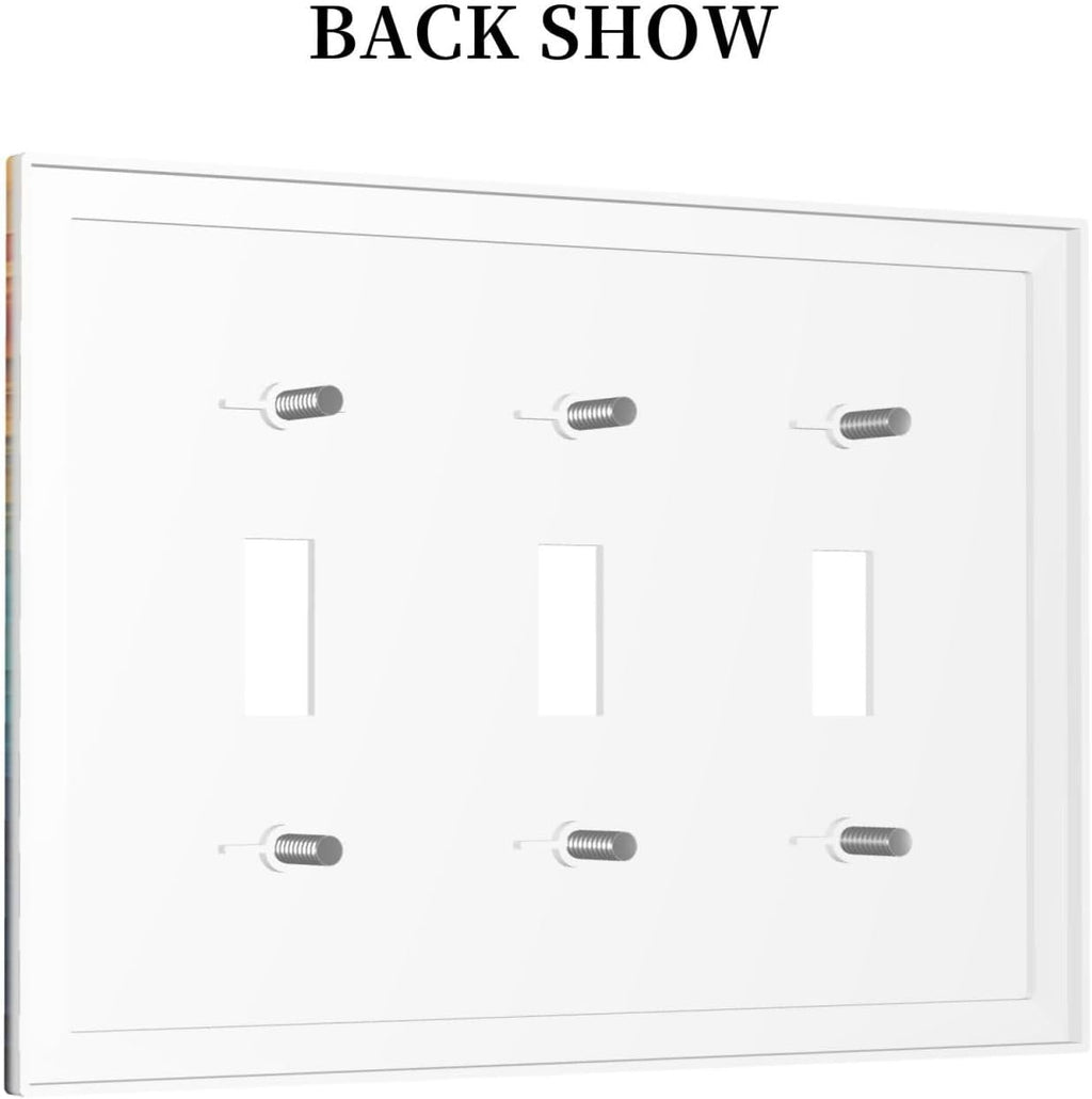 Light Switch Covers Abstract Colorful Modern Luxury Rainbow 3 Gang Wall Plates Triple Toggle Outlet Cover Decorative Switchplates Electrical Panel Cover for Kitchen Living Room 4.8 X 6.7 IN