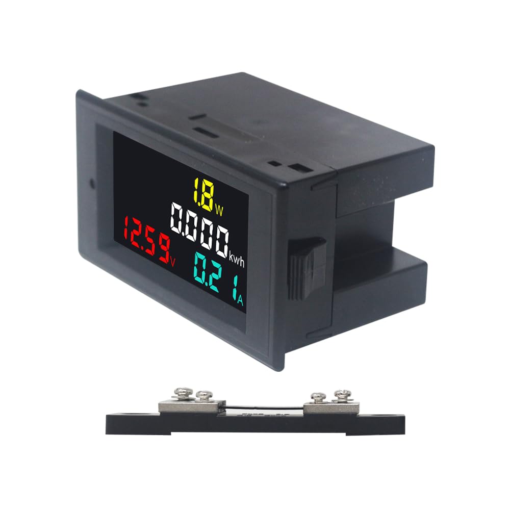 KETOTEK DC 7-20V 50A Power Meter Battery Monitor Digital Multimeter Panel Kwh Volt Amp Watt Meter Power Energy Monitor DC Current Voltage Meter with 50A Shunt