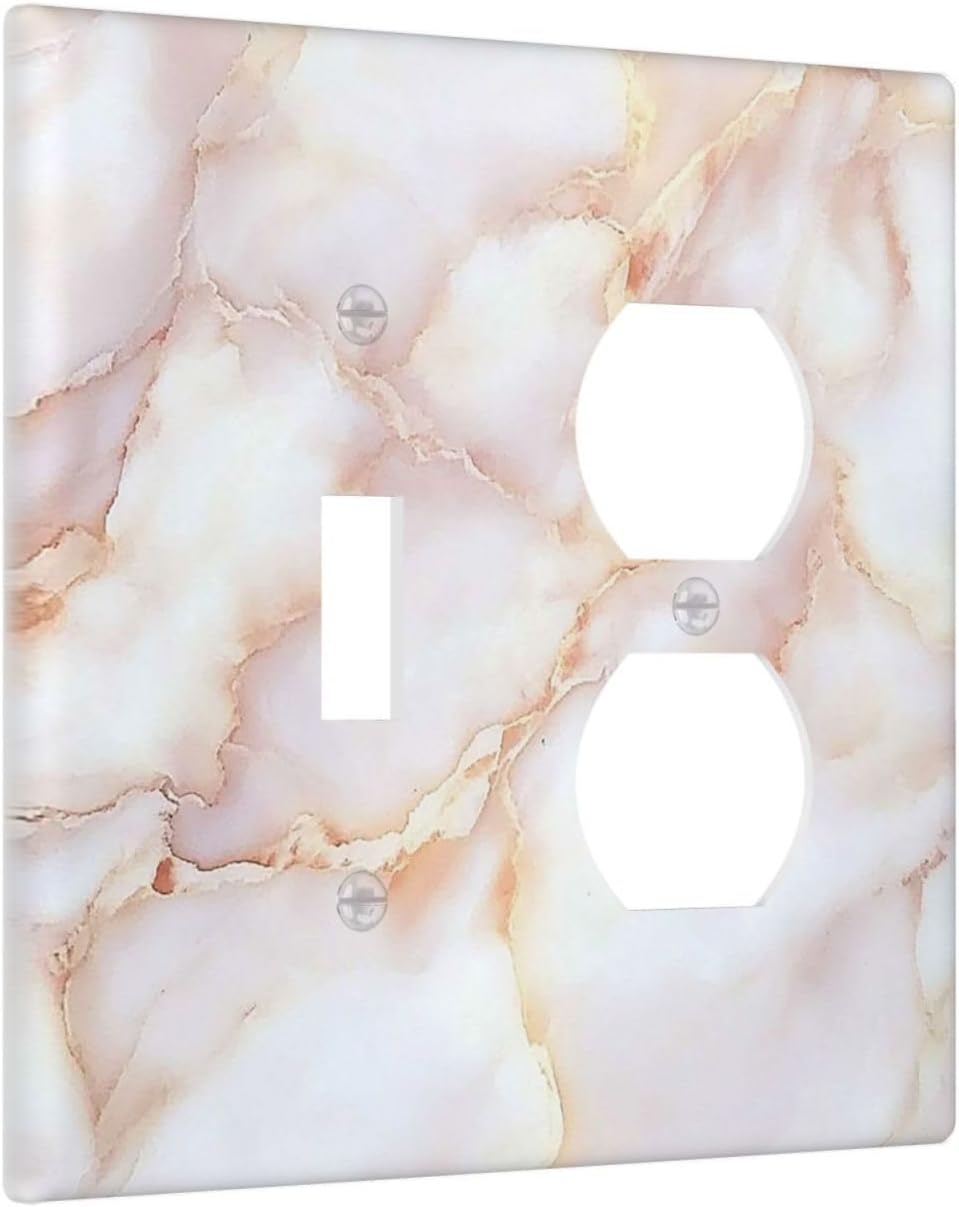 Wallplates Pink Jade Marble Granite 1 Toggle 1 Duplex Switch Plate Electrical Gfci Faceplate Decorative Light Switch Covers For Bathroom Kitchen Decor