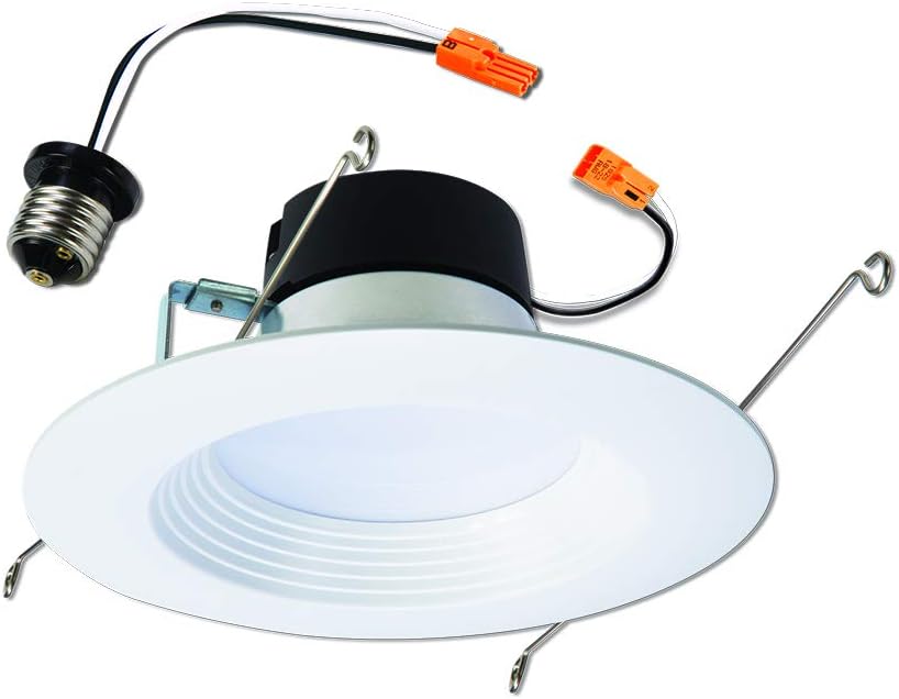 HALO 6 inch Recessed LED Can Light – Retrofit Ceiling & Shower Downlight – 3000K - Baffle White Trim (6 Pack)