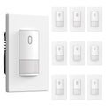 ELEGRP Matte White Single Pole Occupancy Motion Sensor Light Switch, Need Neutral Wire, 120° Sensor Coverage PIR Infrared Motion Activated, for CFL/LED/MLV/INC/HAL/Fan, UL,10 Pack
