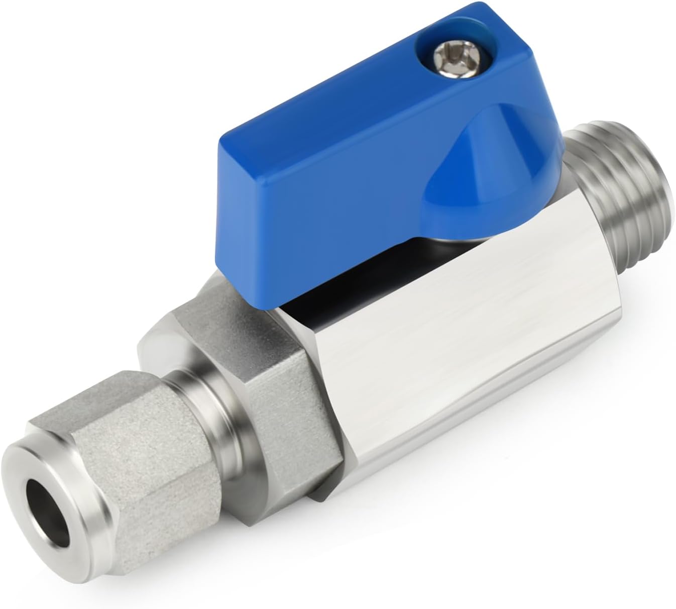 TAISHER 2PCS 304 Stainless Steel Compression Mini Ball Valve Shut Off Switch, 1/4" Tube OD x 1/4" NPT Male