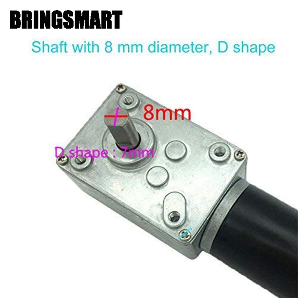 BRINGSMART DC Motor 24V 260rpm DC Worm Gear Motor 6.2kg.cm Self-Locking Reversed Mini Turbine Geared Motor for DIY Robot Rotating Table Door Lock Curtain Machine (24V 260rpm)