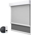 ZSTARR Motorized Day and Night Dual Smart Blind for Window with Valance Rechargeable Motor,Blackout Roller Shade Custom Size,with Valance Suitable for Home,Office (Full Blackout Dark Grey)