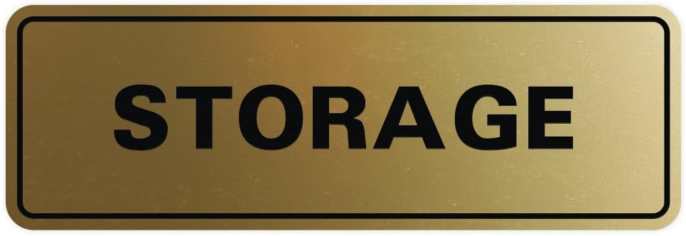 Standard STORAGE Door/Wall Sign - Brushed Gold - Small (1 Pack)