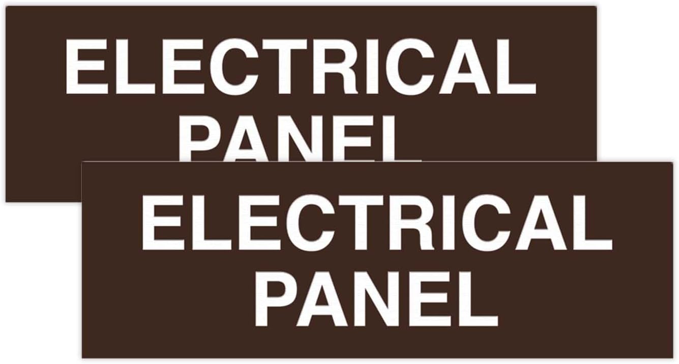 All Quality Basic Electrical Panel Sign - Fire Regulation Safety Compliance Sign - Dark Brown - Large (2 Pack)