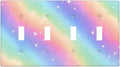 Decorative Light Switch Cover Plate Pink Blue Purple Iridescent Rainbow 4 Gang Wall Plates for Electrical Outlets Quad Toggle Switch Plate Covers Outlet Covers Faceplate for Bedroom Decor