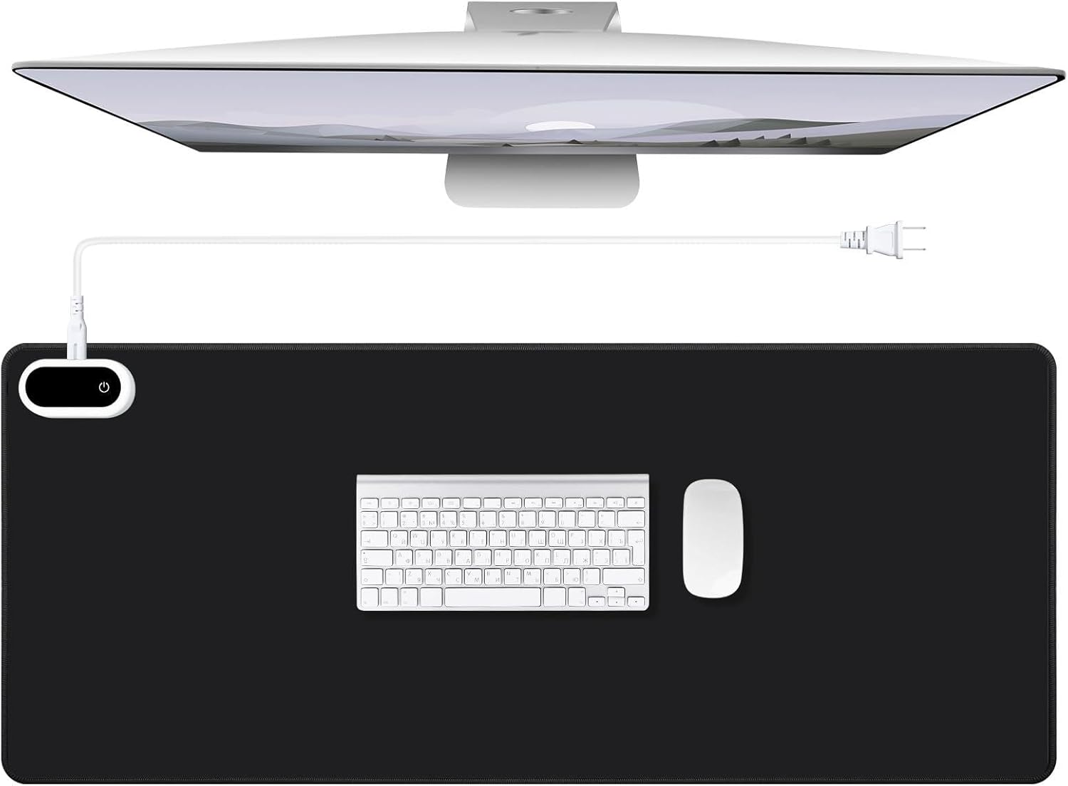Konohan Heated Large Desk Mat PU Leather Warm Mouse Pad with 5 Heating Level & 4 Hour Auto Shut-Off Heating Keyboard Pad Warmer Gaming Mice Mat Only Supports 110v(Black Color,35.4"x 14.2")