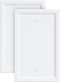 2-Pack Blank Outlet Cover Wall Plate, Natural Material Switch Plates Outlet Covers, Pure White Decorative Wall Plates for Electrical Outlets