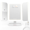 EASEHOLD Makeup Mirror with Lights, Rechargable Lighted Vanity Mirror with 116 LEDs, 1X/2X/3X Magnifying, 3-Color Mirror with LED Lights,5000 mAh Lighted Makeup Mirror, Adjustable Brightness/Angle