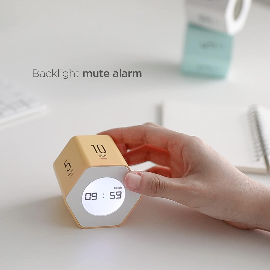 mooas Multi-Hexagon Clock Cube, Digital Clock, Pomodoro Timer, Backlit Display 12/24H Mode Count up & Countdown Timer, Rotating Various Time Presets for Classroom, Gym, Kitchen (Mint)