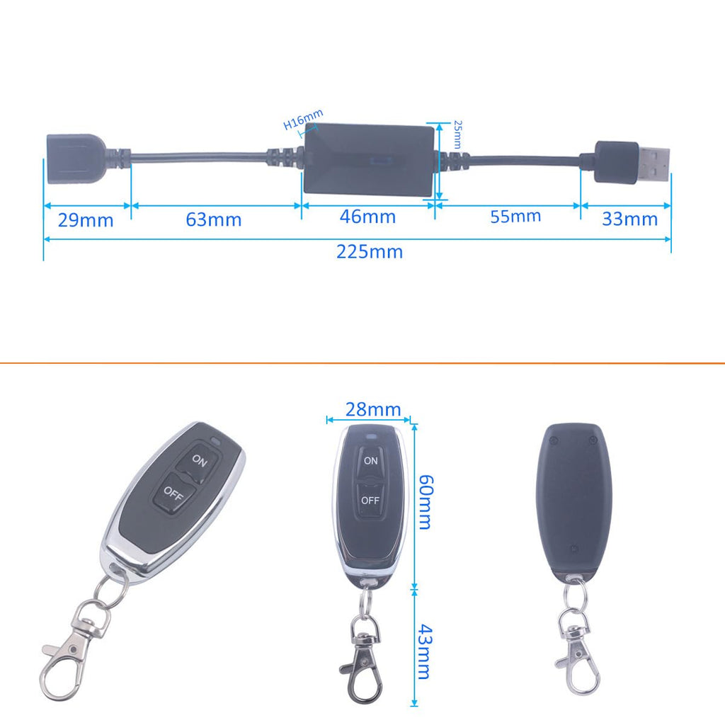 DC 3.6V-24V 5V USB Wireless Remote Control Switch 433MHz 2 Transmitter 1 Receiver 12V Remote Switch ON Off for LED Light, Strip Fan Camera DIY Toys (USB 3.6V-24V/ 2* Controller)