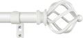 KAMANINA Curtain Rods for Windows 66 to 120 Inch, 3/4 Inch White Curtain Rod 32 to 115 Inches (2.6-9.6ft) Splicing Adjustable Single Drapery Rod with Twisted Cage Finial