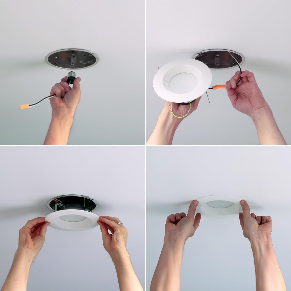 Halo 5-inch and 6-inch Integrated LED Recessed Ceiling Light 90 CRI Title 20 Compliant Retrofit Downlight Trim, 2700K Warm White