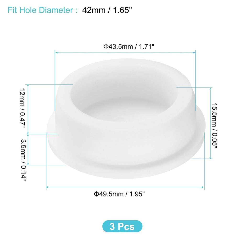 uxcell 3Pcs Silicone Hole Plug, Waterproof Round Rubber Stoppers Bottle Seal Plugs Tube Pipe End Caps for 42mm/1.65" Hole for Bathtub Bottle, White