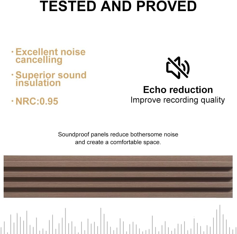 4PCS Acoustic Wood Slat Wall Panels for Wall Decor and Ceiling 3D Fluted Sound Absorbing Panel Soundproof with Wood Finish 108"×6" (Maple Light)