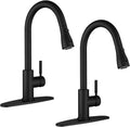 WEWE Kitchen Faucets with Pull Down Sprayer, Black Kitchen Faucet, Commercial Single Handle Design with Perfect Arc with Hoses for Rv Kitchen Bar (2 Pack)