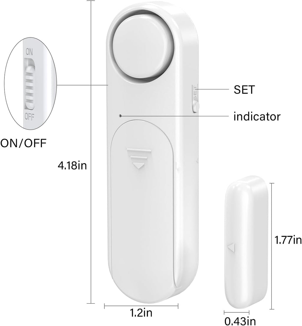 Wireless Door Alarm When Opened with Remote (2 Pack), Window Sensor Alarms for Home Security, Kids Safety, Dementia, Sliding Glass Door, 120dB Burglar Alert for House Garage/Apartment/Business Entry