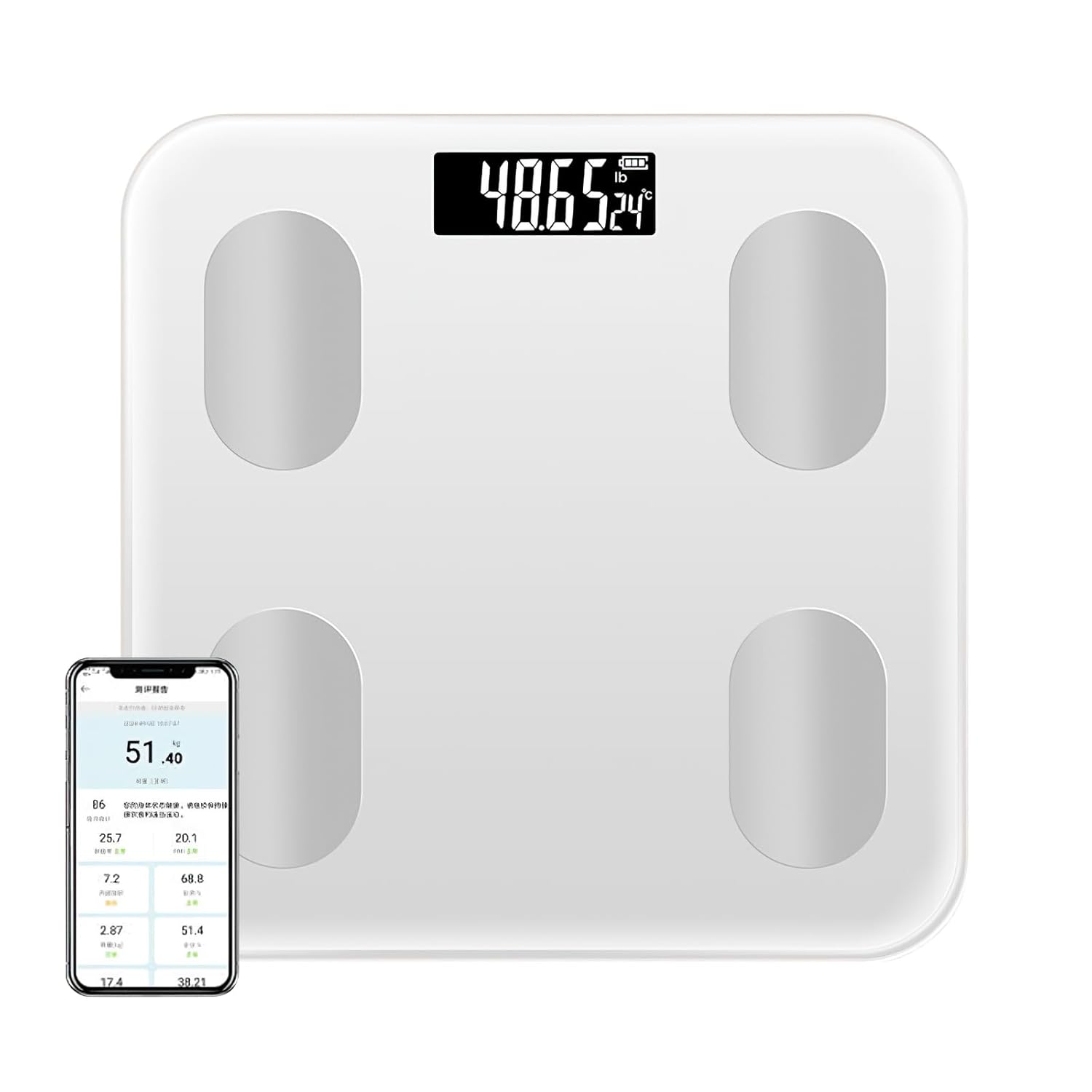 Scale for Body Weight and Fat Percentage,Digital Accurate Bathroom Smart Scale with Large Display,Eligible 13 Body Composition Analyzer Sync App