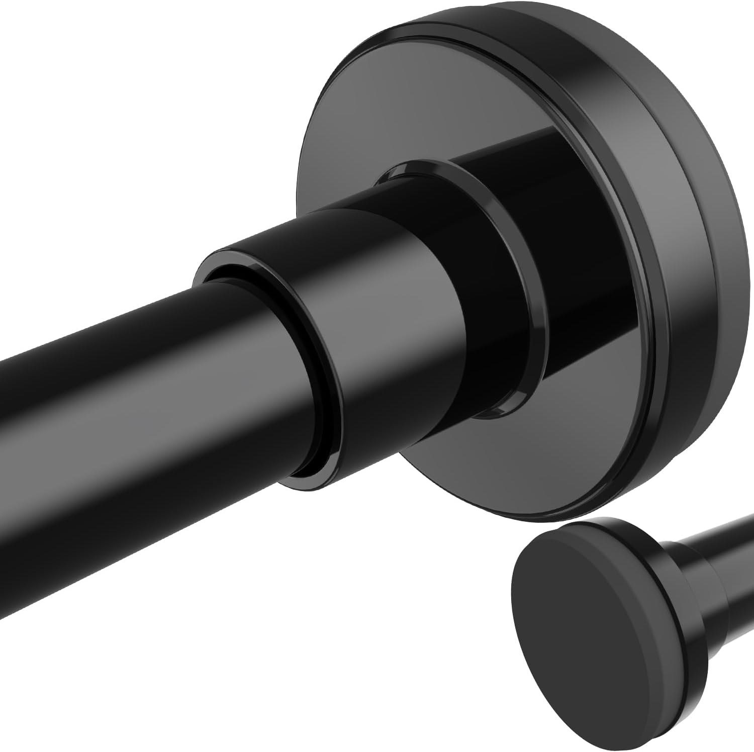 YASONIC Shower Curtain Rod 26-84 Inch, 1 Inch Diameter Tension Curtain Rods No Drilling, Black Shower Rods for Bathroom, Spring Loaded Curtain Rods Adjustable, Anti-Rust Non-Slip Easy Installation