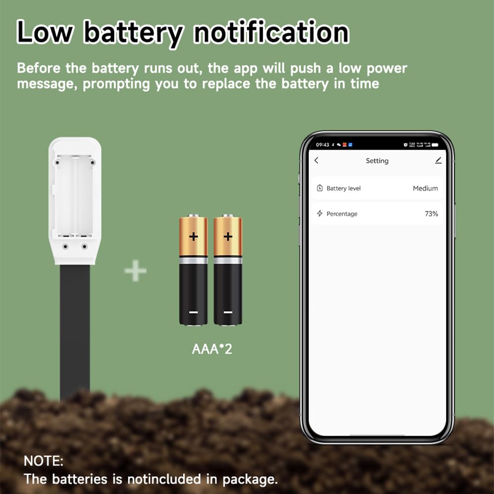 Smart Soil Tester Sensor,2.4G WiFi Humidity Meter and Temperature Tracker for Indoor Plants and Gardening, Real-time Notifications and app Control by Tuya/Smart Life,No Hub Required
