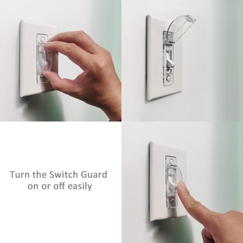 Wall Switch Guard, ILIVABLE Child Proof Light Switch Plate Covers Protects Your Lights from being Accidentally Turned On or Off by Children and Adults (Clear, 8 Pack)