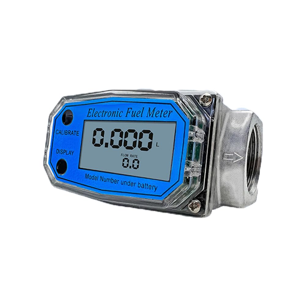 Turbine Flow Meter - 1 inch Fuel Flow Meter,Stainless Steel Thread Turbine Flow Meter for Measure Diesel Kerosene and Water (Stainless Steel, 1 inch)