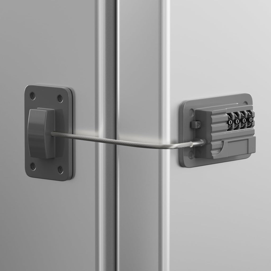 Refrigerator Lock, Heavy Duty Fridge Locks for Kids, Freezer Lock with Combination for Refrigerator Drawer Cabinet Safety, Easy to Install No Keys Needed Grey