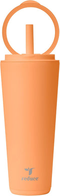 REDUCE Halo 32 oz Stainless Steel Vacuum Insulated Tumbler - Spill Proof Travel Mug with Flip Handle Lid - Keeps Drinks Cold for 32 Hrs - Dishwasher Safe - Cupholder Friendly - Papaya