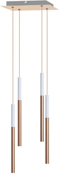 ALTAIR 4 Mini Pendant Lighting White-Copper - LED Hanging Light Fixture for Kitchen Island, Bar, Foyer - Cluster Pendants - Dimmable, Adjustable Wire, Lamp Bulb Included