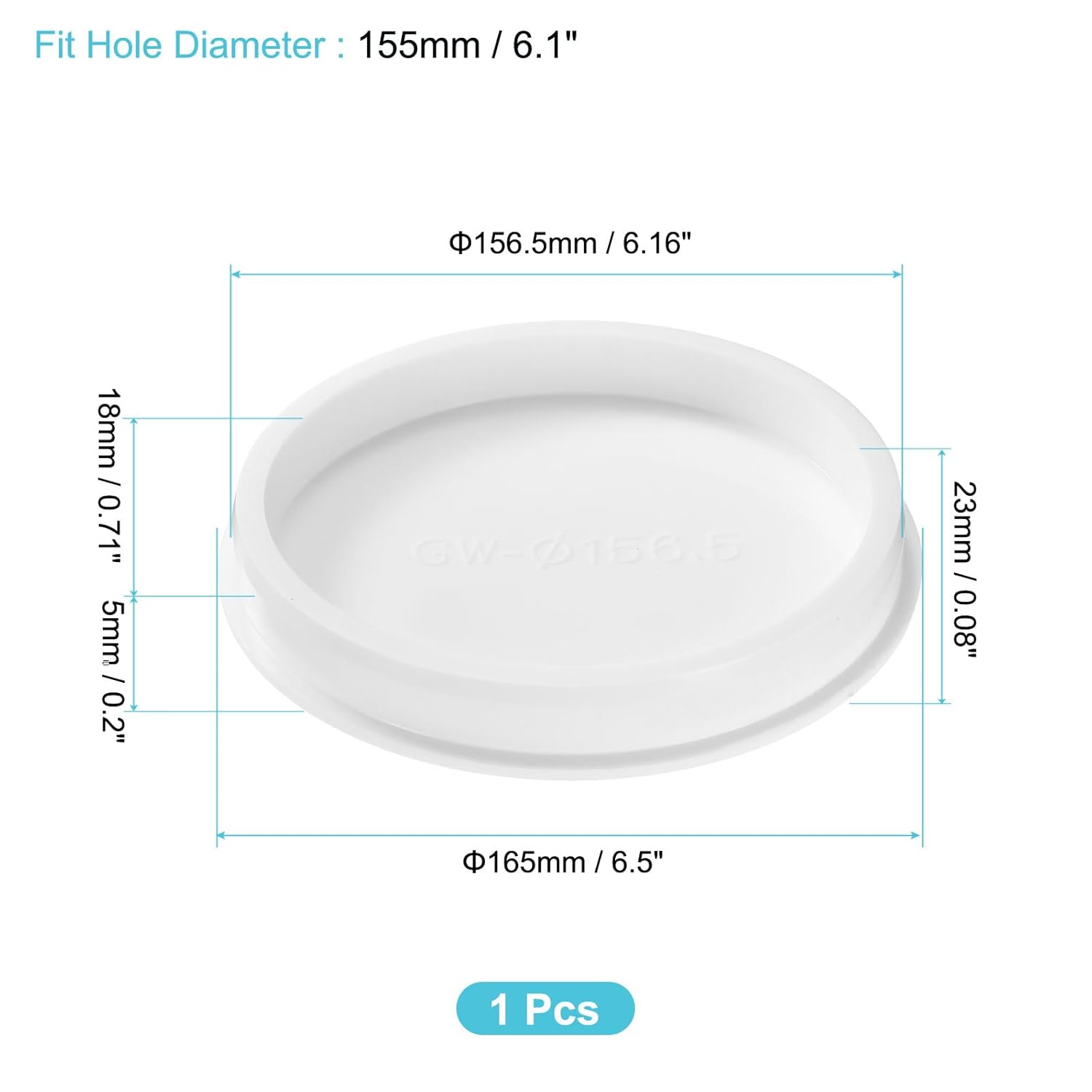 uxcell 1Pcs Silicone Hole Plug, Waterproof Round Rubber Stoppers Bottle Seal Plugs Tube Pipe End Caps for 155mm/6.1" Hole for Bathtub Bottle, White