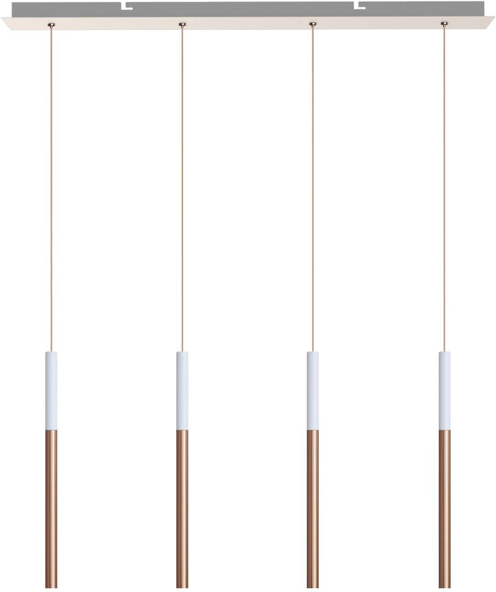 ALTAIR 4 Mini Pendant Lighting White-Copper - LED Hanging Light Fixture for Kitchen Island, Bar, Foyer - Cluster Pendants - Dimmable, Adjustable Wire, Lamp Bulb Included