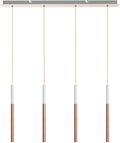 ALTAIR 4 Mini Pendant Lighting White-Copper - LED Hanging Light Fixture for Kitchen Island, Bar, Foyer - Cluster Pendants - Dimmable, Adjustable Wire, Lamp Bulb Included