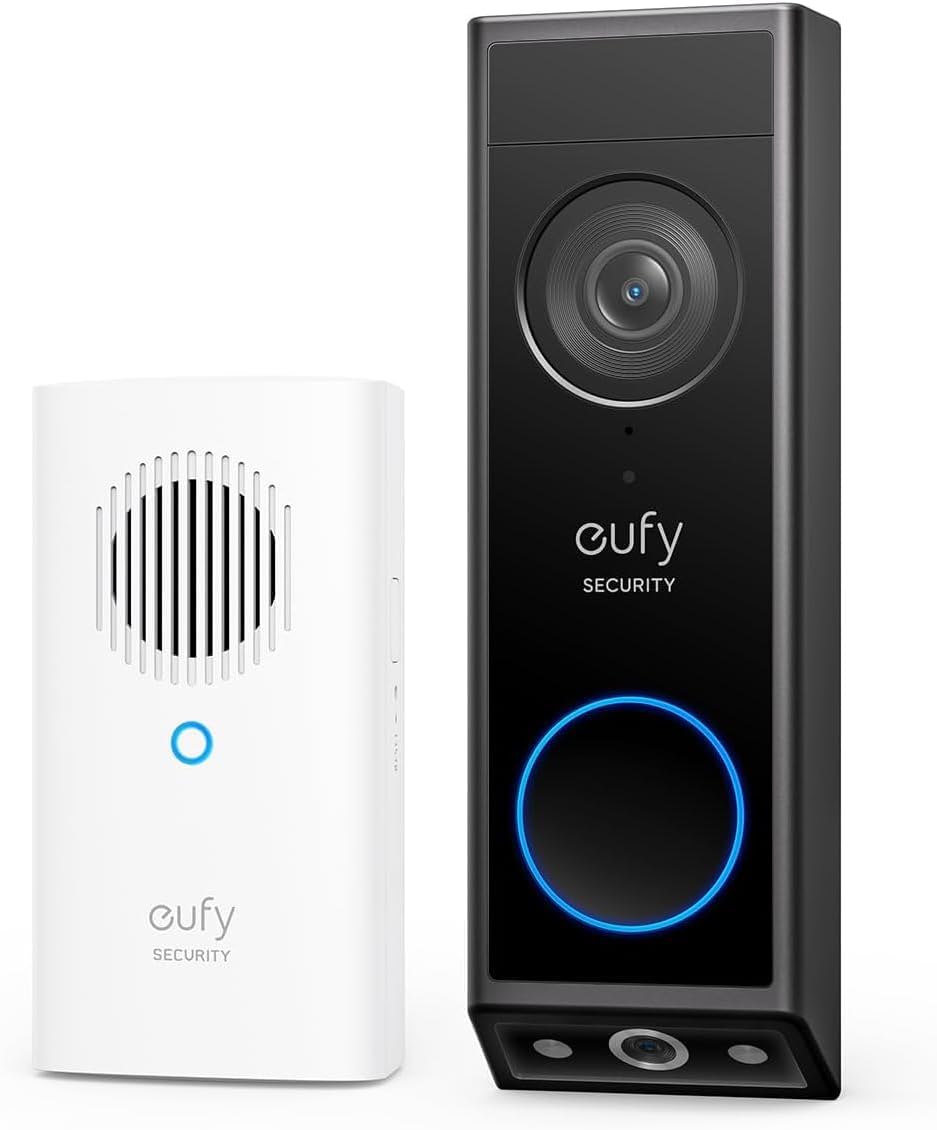 eufy Security Video Doorbell Camera E340 (Wired/Battery Powered) with Chime, Dual Cameras with Delivery Guard, 2K Full HD and Color Night Vision, HomeBase S380 Compatible, No Monthly Fee,2.4GHz WiFi