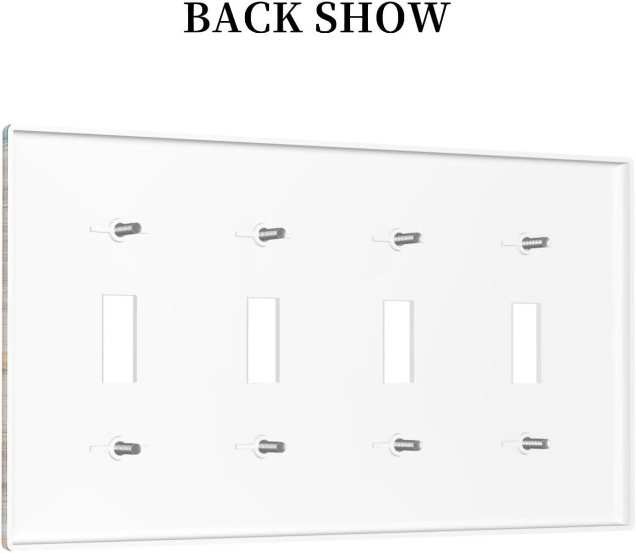 Light Switch Covers Blue Wood Grain Beach Shell Starfish Quad Toggle Electrical Faceplate 4 Gang Wall Plate Decorative Switch Plates for Bathroom Farmhouse Decor