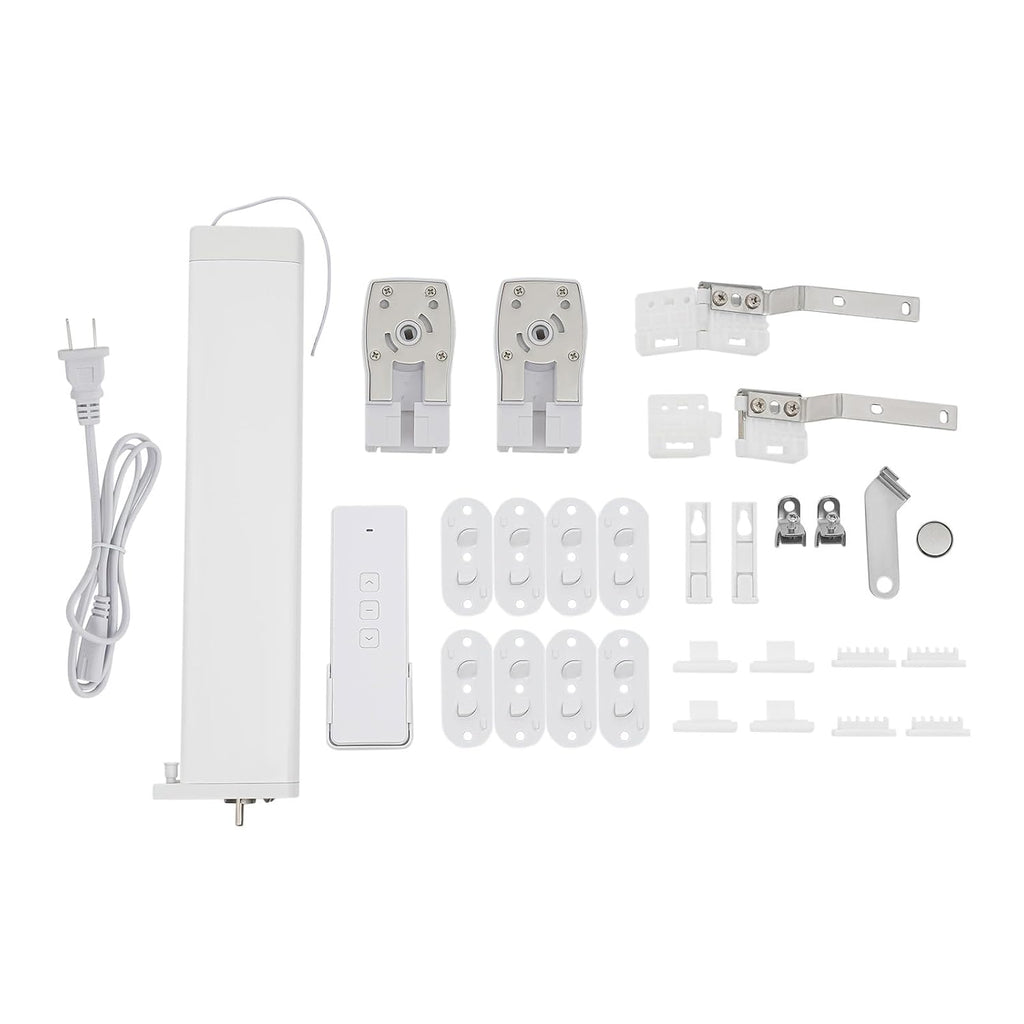 Smart Curtain Motor with Remote, Compatible with Alexa & Google Home App Control, 18W Electric Curtain Rail Track for Smart Home, 90-240V Power (3.28ft Cord) (White)