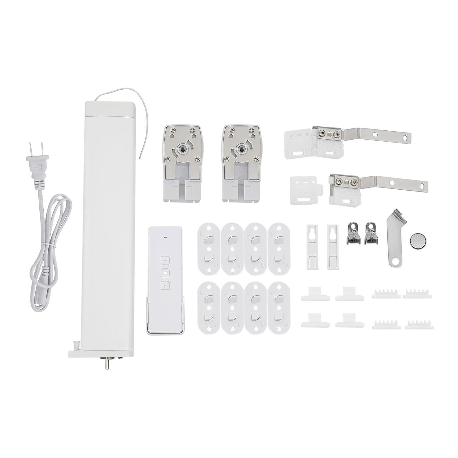 Smart Curtain Motor with Remote, Compatible with Alexa & Google Home App Control, 18W Electric Curtain Rail Track for Smart Home, 90-240V Power (3.28ft Cord) (White)