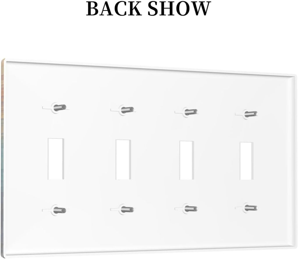 Light Switch Cover Plate Abstract Colorful Modern Luxury Rainbow Quad Toggle Wall Plates Decorative Switch Plates 4 Gang Outlet Covers Electrical Panel Cover Faceplate for Home Decor 4.5 X 8 IN