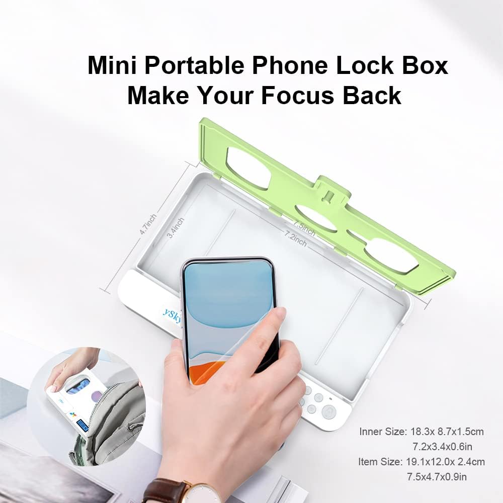 ySky Portable Phone Lock Box with Timer for iPhone and Android Phones, Self-Control Timed Phone Jail Locker to Help Kids,Students, Adults Focus Back, Unplug from Phones Boost Your Mental Wellness