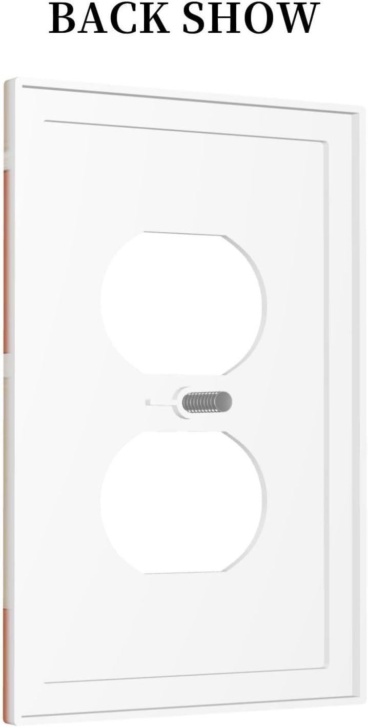 Outlet Covers Boho Botanical Orange Green Beige Minimalist 1 Gang Duplex Wall Plate Decorative Switch Plates Electrical Receptacle Faceplate Light Switch Cover for Bedroom living Room Decor