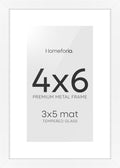Homeforia 4x6 Picture Frame White, High End Metal 4 x 6 White Frames with Mat 3 x 5 for Art, 4x6 Desk Frame Matted to 3x5 inch Photo, 4 by 6 Wall or Tabletop Frames, Tempered Glass, Wall Kit, Set of 1
